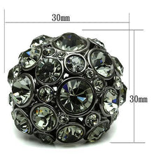 Cargar imagen en el visor de la galería, LO2545 - Ruthenium Brass Ring with Top Grade Crystal  in Black Diamond
