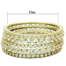 Cargar imagen en el visor de la galería, LO2617 - Gold Brass Bangle with Top Grade Crystal  in Clear