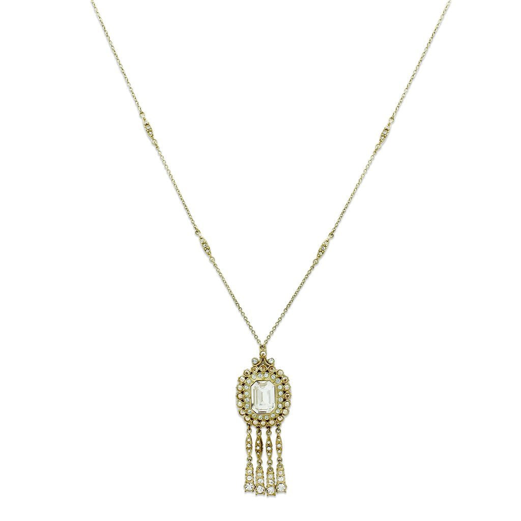 LO2626 - Gold Brass Necklace with Top Grade Crystal  in Clear
