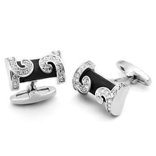Load image into Gallery viewer, LO2630 - Rhodium Brass Cufflink with Top Grade Crystal  in Clear