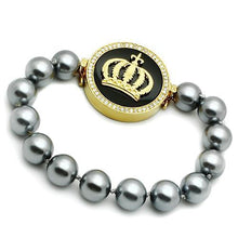 Load image into Gallery viewer, LO2649 - Gold Brass Bracelet with Semi-Precious Onyx in Jet