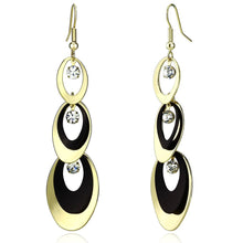Load image into Gallery viewer, LO2652 - Gold+Ruthenium Iron Earrings with Top Grade Crystal  in Clear