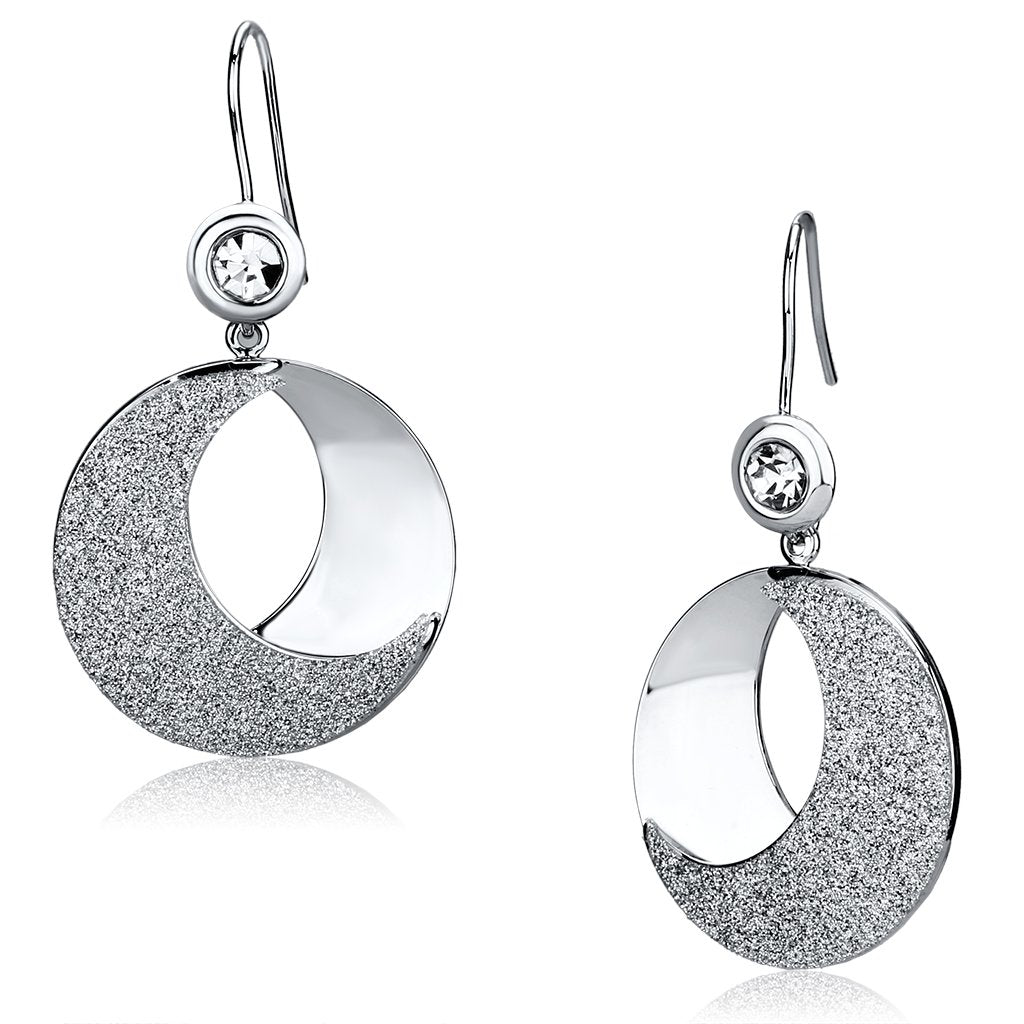 LO2669 - Rhodium Iron Earrings with Top Grade Crystal  in Clear