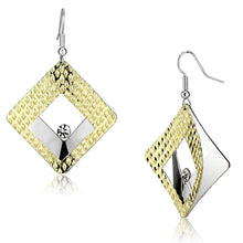 Load image into Gallery viewer, LO2673 - Gold+Rhodium Iron Earrings with Top Grade Crystal  in Clear