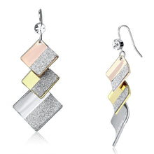 Load image into Gallery viewer, LO2713 - Rhodium + Gold + Rose Gold Iron Earrings with Top Grade Crystal  in Clear