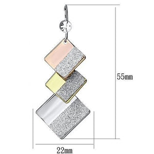 LO2713 - Rhodium + Gold + Rose Gold Iron Earrings with Top Grade Crystal  in Clear