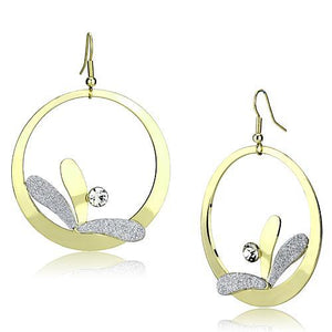 LO2715 - Gold Iron Earrings with Top Grade Crystal  in Clear