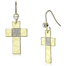 Load image into Gallery viewer, LO2734 - Gold Iron Earrings with Top Grade Crystal  in Clear