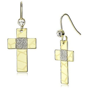 LO2734 - Gold Iron Earrings with Top Grade Crystal  in Clear