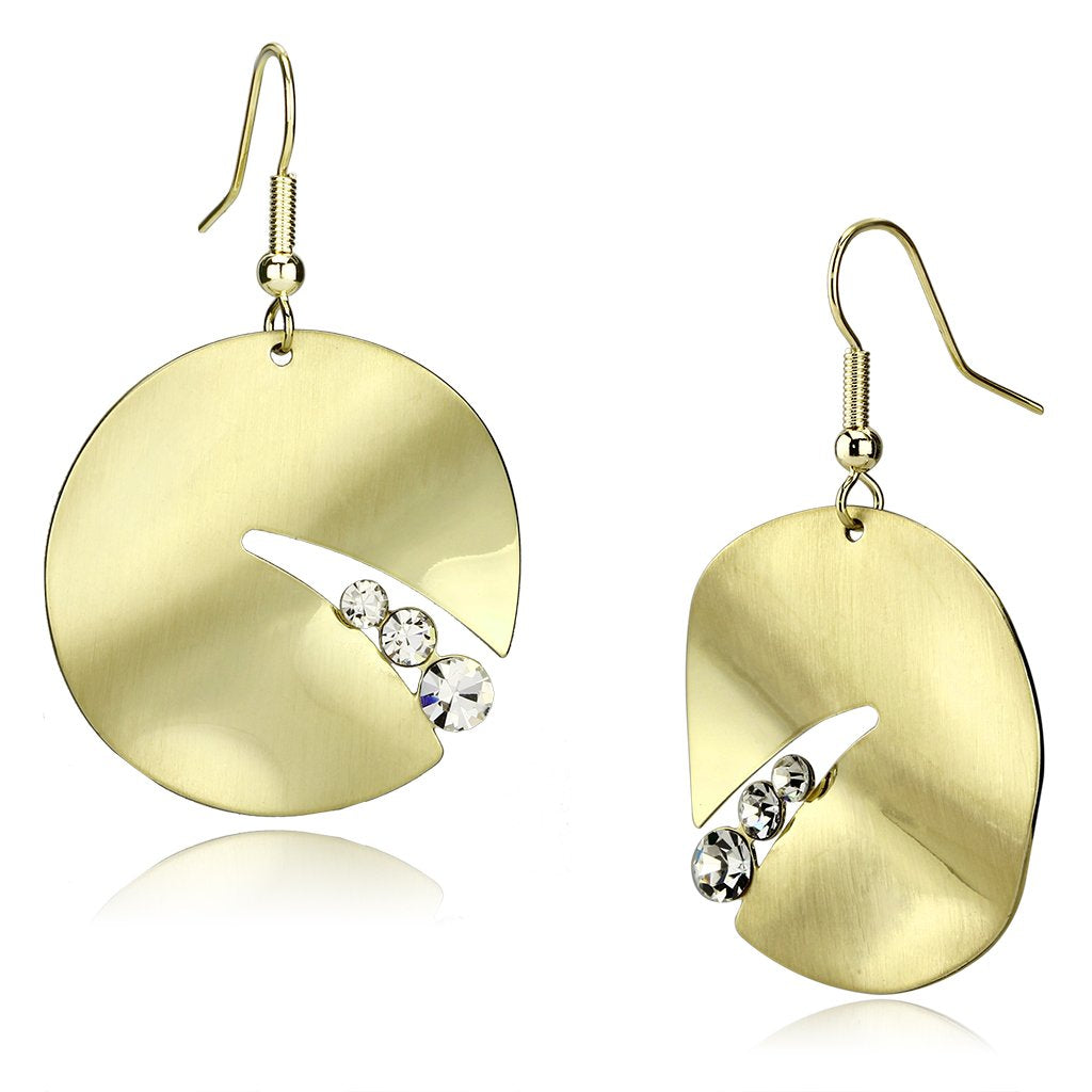 LO2742 - Matte Gold & Gold Iron Earrings with Top Grade Crystal  in Clear