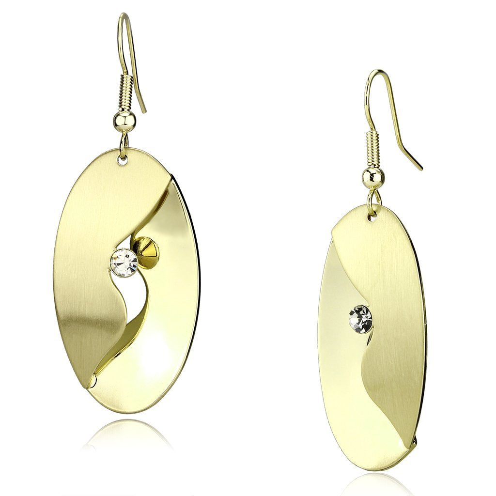 LO2744 - Matte Gold & Gold Iron Earrings with Top Grade Crystal  in Clear
