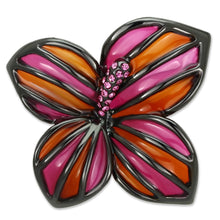 Load image into Gallery viewer, LO2766 - Ruthenium White Metal Brooches with Top Grade Crystal  in Rose
