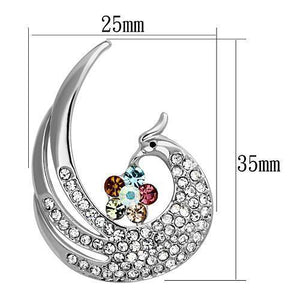 LO2773 - Imitation Rhodium White Metal Brooches with Top Grade Crystal  in Multi Color