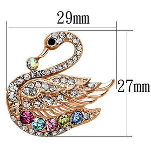 LO2789 - Flash Rose Gold White Metal Brooches with Top Grade Crystal  in Multi Color