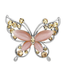 Load image into Gallery viewer, LO2806 - Flash Rose Gold White Metal Brooches with Synthetic Cat Eye in Light Rose