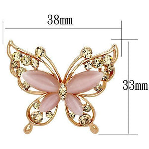 LO2806 - Flash Rose Gold White Metal Brooches with Synthetic Cat Eye in Light Rose