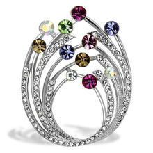 Load image into Gallery viewer, LO2811 - Imitation Rhodium White Metal Brooches with Top Grade Crystal  in Multi Color