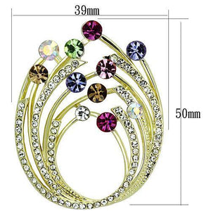 LO2812 - Flash Gold White Metal Brooches with Top Grade Crystal  in Multi Color