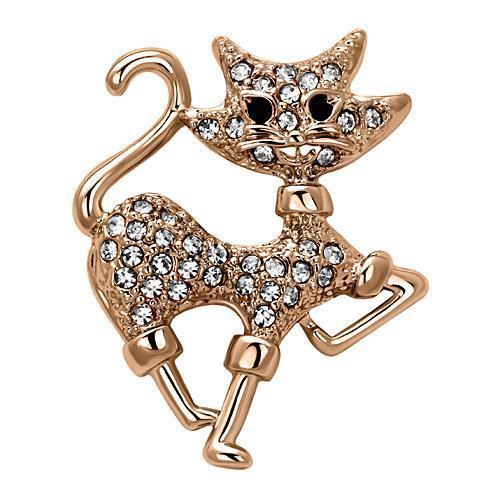 LO2820 - Flash Rose Gold White Metal Brooches with Top Grade Crystal  in Clear
