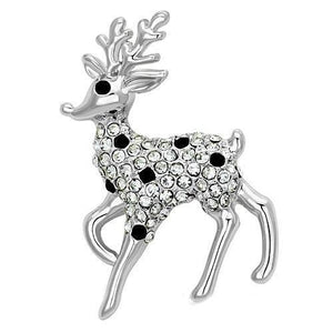 LO2821 - Imitation Rhodium White Metal Brooches with Top Grade Crystal  in Jet