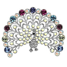 Cargar imagen en el visor de la galería, LO2848 - Imitation Rhodium White Metal Brooches with Top Grade Crystal  in Multi Color