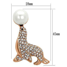 Load image into Gallery viewer, LO2873 - Flash Rose Gold White Metal Brooches with Synthetic Pearl in White
