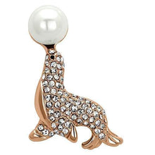 Load image into Gallery viewer, LO2873 - Flash Rose Gold White Metal Brooches with Synthetic Pearl in White