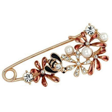 Load image into Gallery viewer, LO2879 - Flash Rose Gold White Metal Brooches with Synthetic Pearl in White