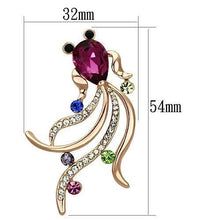 Load image into Gallery viewer, LO2905 - Flash Rose Gold White Metal Brooches with Synthetic Glass Bead in Fuchsia