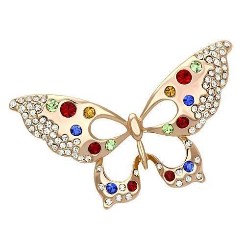LO2907 - Flash Rose Gold White Metal Brooches with Top Grade Crystal  in Multi Color
