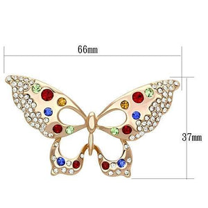 LO2907 - Flash Rose Gold White Metal Brooches with Top Grade Crystal  in Multi Color