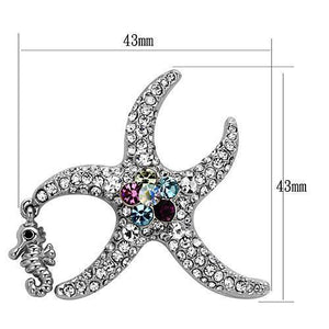LO2910 - Imitation Rhodium White Metal Brooches with Top Grade Crystal  in Multi Color