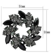 Load image into Gallery viewer, LO2917 - Ruthenium White Metal Brooches with Top Grade Crystal  in Jet