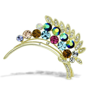 LO2929 - Flash Gold White Metal Brooches with Top Grade Crystal  in Multi Color