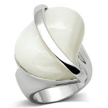Cargar imagen en el visor de la galería, LO2944 - Rhodium Brass Ring with Synthetic Synthetic Stone in White