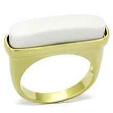 Cargar imagen en el visor de la galería, LO3011 - Gold Brass Ring with Synthetic Synthetic Stone in White
