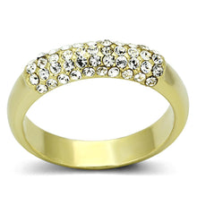 Cargar imagen en el visor de la galería, LO3062 - Gold Brass Ring with Top Grade Crystal  in Clear