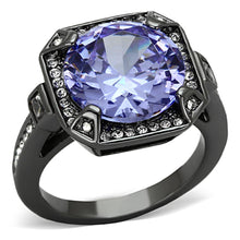 Load image into Gallery viewer, LO3075 - Ruthenium Brass Ring with AAA Grade CZ  in Tanzanite