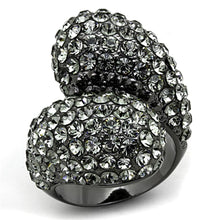 Load image into Gallery viewer, LO3172 - TIN Cobalt Black Brass Ring with Top Grade Crystal  in Black Diamond