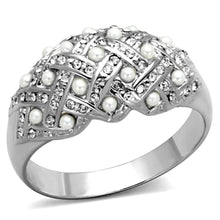 Load image into Gallery viewer, LO3183 - Rhodium Brass Ring with Synthetic Pearl in White