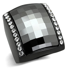 Load image into Gallery viewer, LO3207 - TIN Cobalt Black Brass Ring with Top Grade Crystal  in Black Diamond
