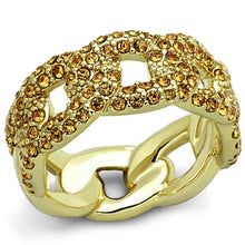 Cargar imagen en el visor de la galería, LO3216 - Gold Brass Ring with Top Grade Crystal  in Smoked Quartz