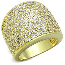 Cargar imagen en el visor de la galería, LO3284 - Gold Brass Ring with AAA Grade CZ  in Clear