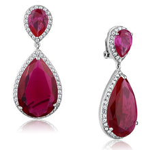 Load image into Gallery viewer, LO3296 - Rhodium Brass Earrings with AAA Grade CZ  in Ruby