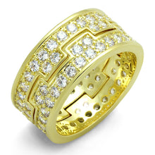 Cargar imagen en el visor de la galería, LO3349 - Gold Brass Ring with AAA Grade CZ  in Clear