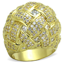 Cargar imagen en el visor de la galería, LO3353 - Gold Brass Ring with AAA Grade CZ  in Clear