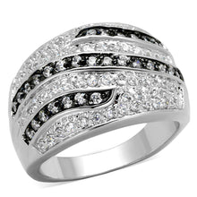 Load image into Gallery viewer, LO3400 - Rhodium + Ruthenium Brass Ring with AAA Grade CZ  in Clear