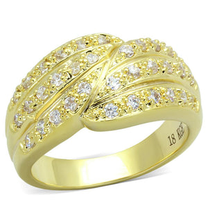 LO3402 - Gold Brass Ring with AAA Grade CZ  in Clear