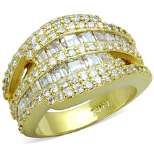 Cargar imagen en el visor de la galería, LO3407 - Gold Brass Ring with AAA Grade CZ  in Clear