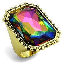 Load image into Gallery viewer, LO3531 - Gold Brass Ring with Top Grade Crystal  in Peacock